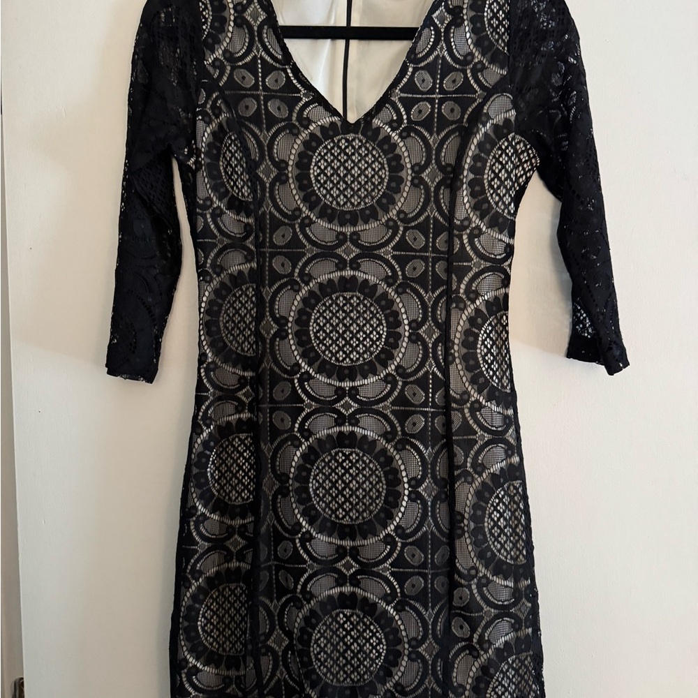 Jack by BB Dakota Black and Cream Lace Mini Dress